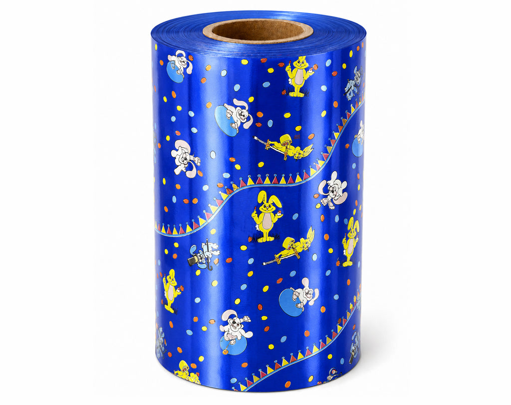 INCARTO IN BOBINA PER UOVA DI PASQUA PPL ALTEZZA 70 METALLIZZATO BUNNY BLU