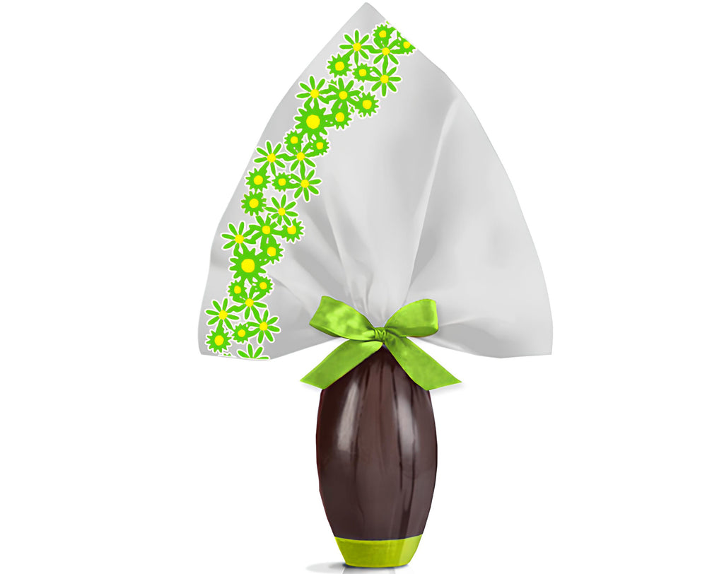 INCARTO PER UOVA DI PASQUA PPL 085X085 TRASPARENTE MARGHERITE VERDE