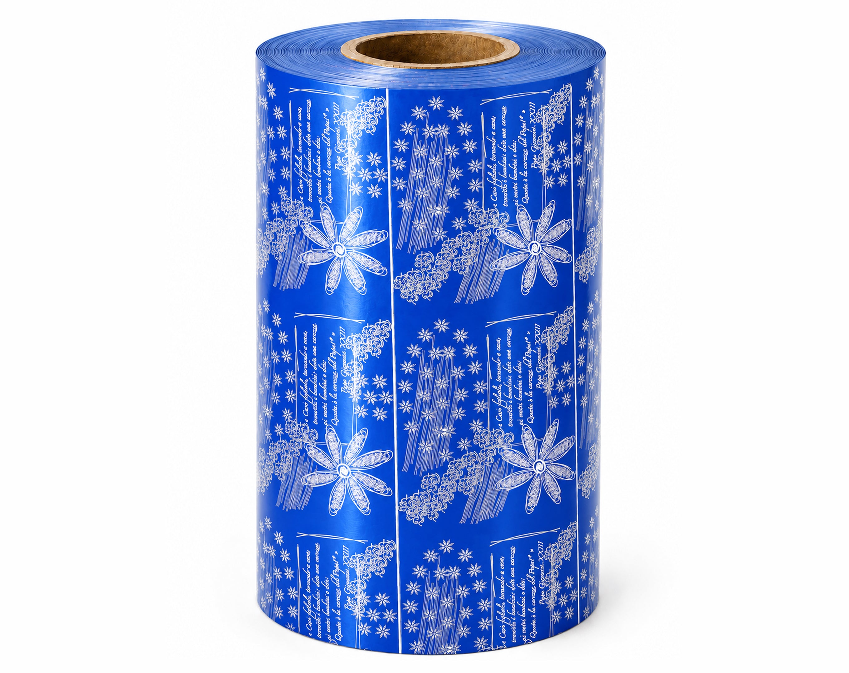 INCARTO IN BOBINA PER UOVA DI PASQUA PPL ALTEZZA 75 PERLATO FLOWER SUN BLU