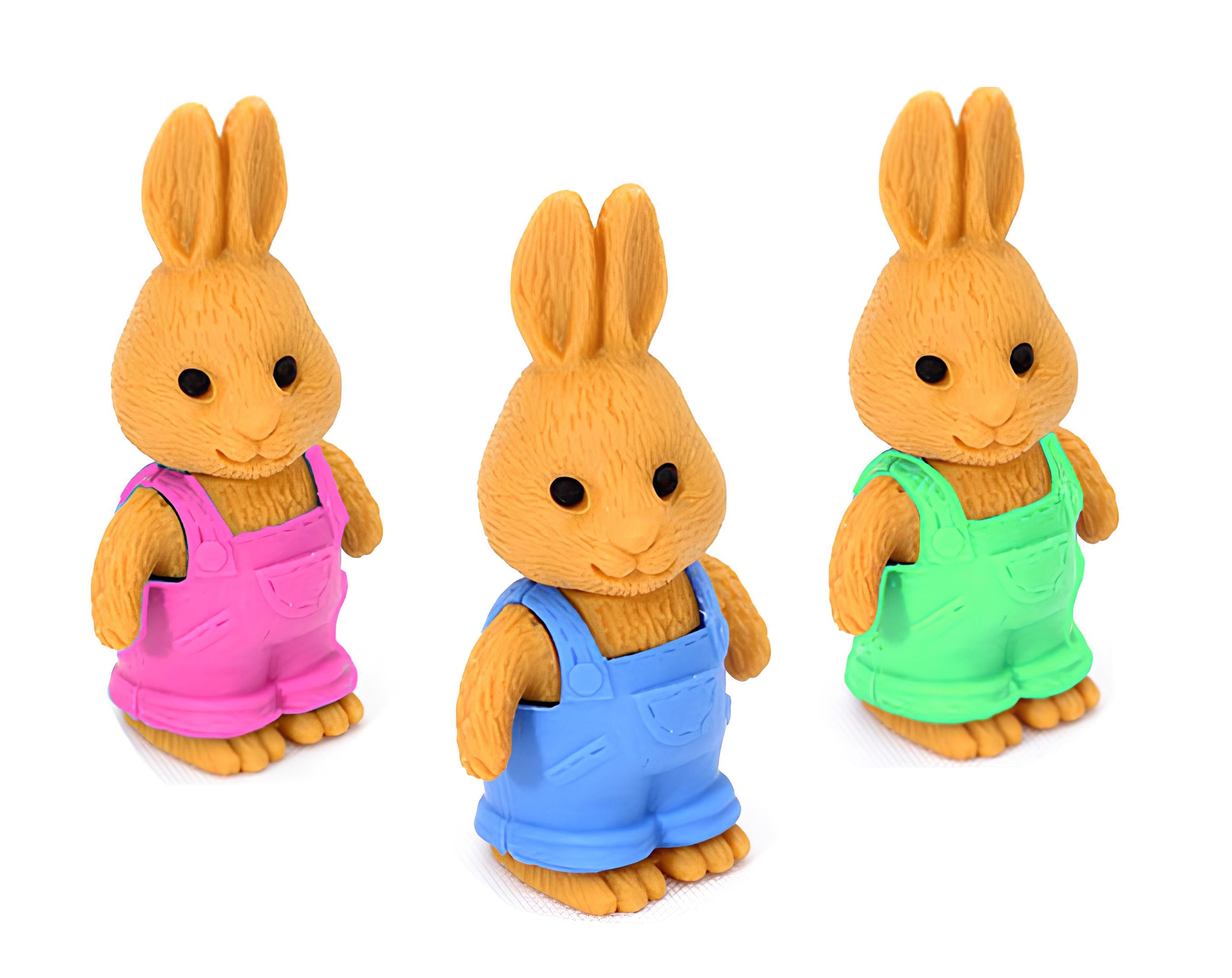 Gomma da cancellare a forma di coniglio con tutina | Sorpresa ideale per uova di pasqua bambini