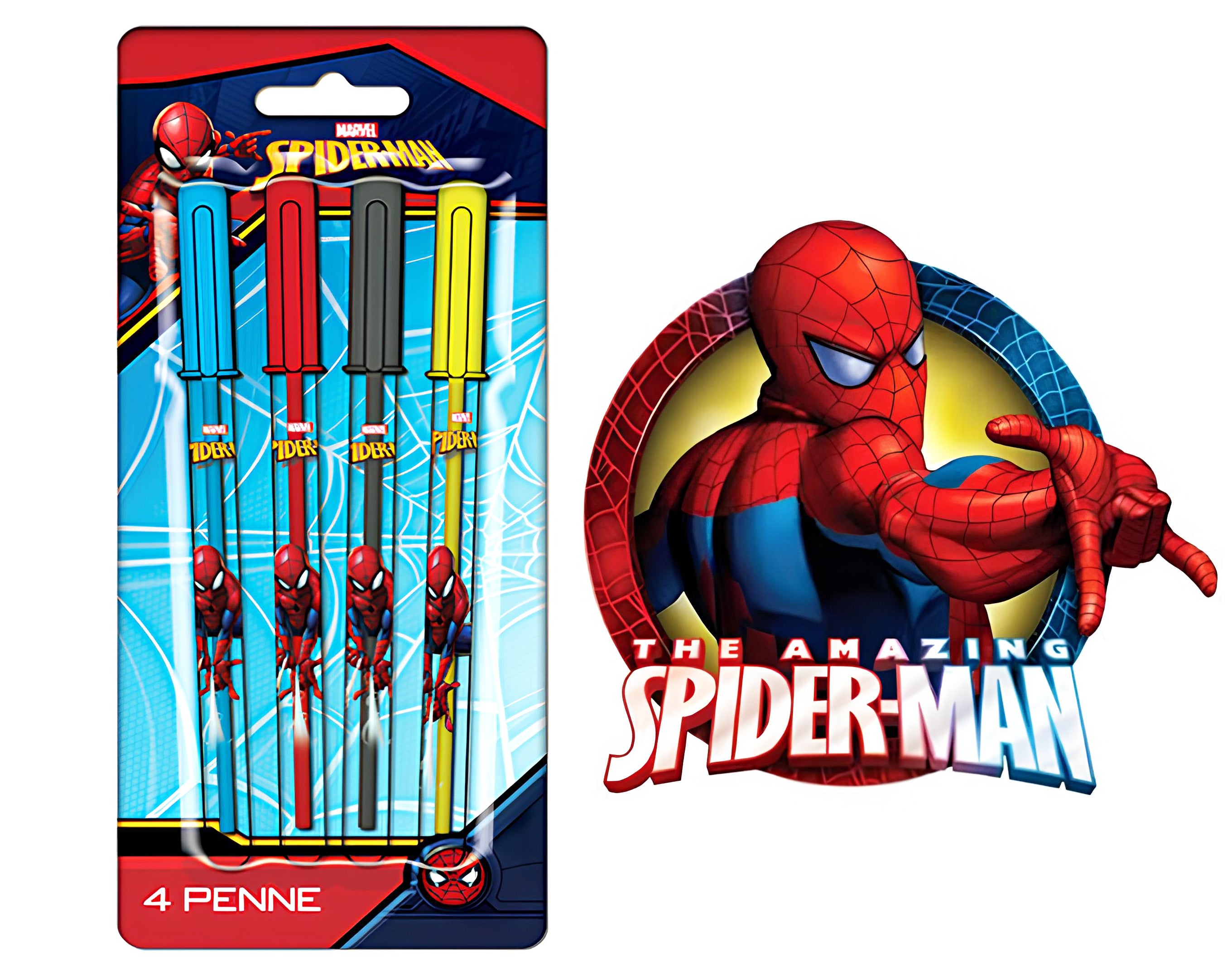 BLISTER 4 PENNE COLORATE SPIDERMAN