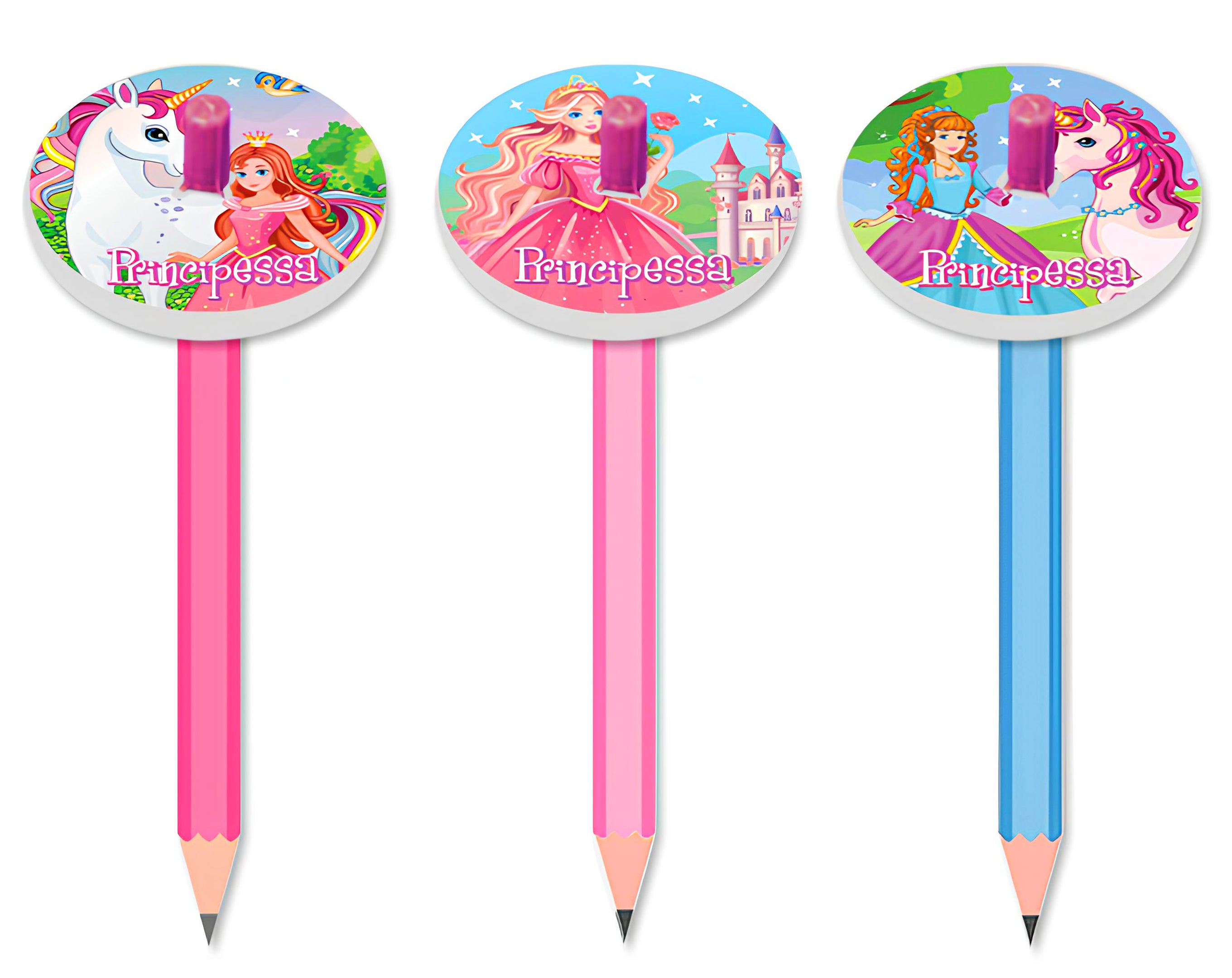MATITA MINI CON GOMMA TROTTOLA PRINCIPESSA