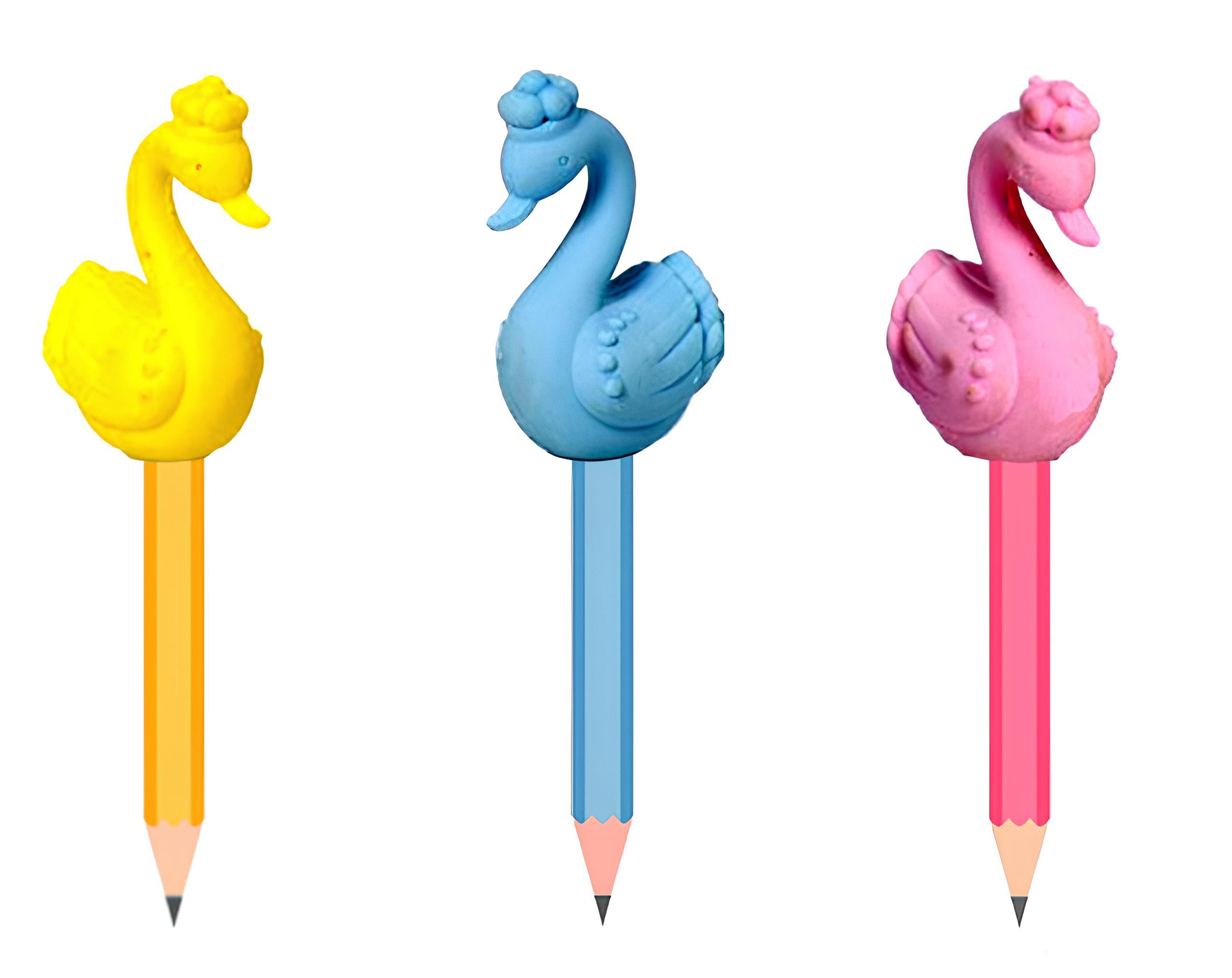 Matita mini con gomma copri matita a forma di cigno | Sorpresa ideale per uova di pasqua bambini