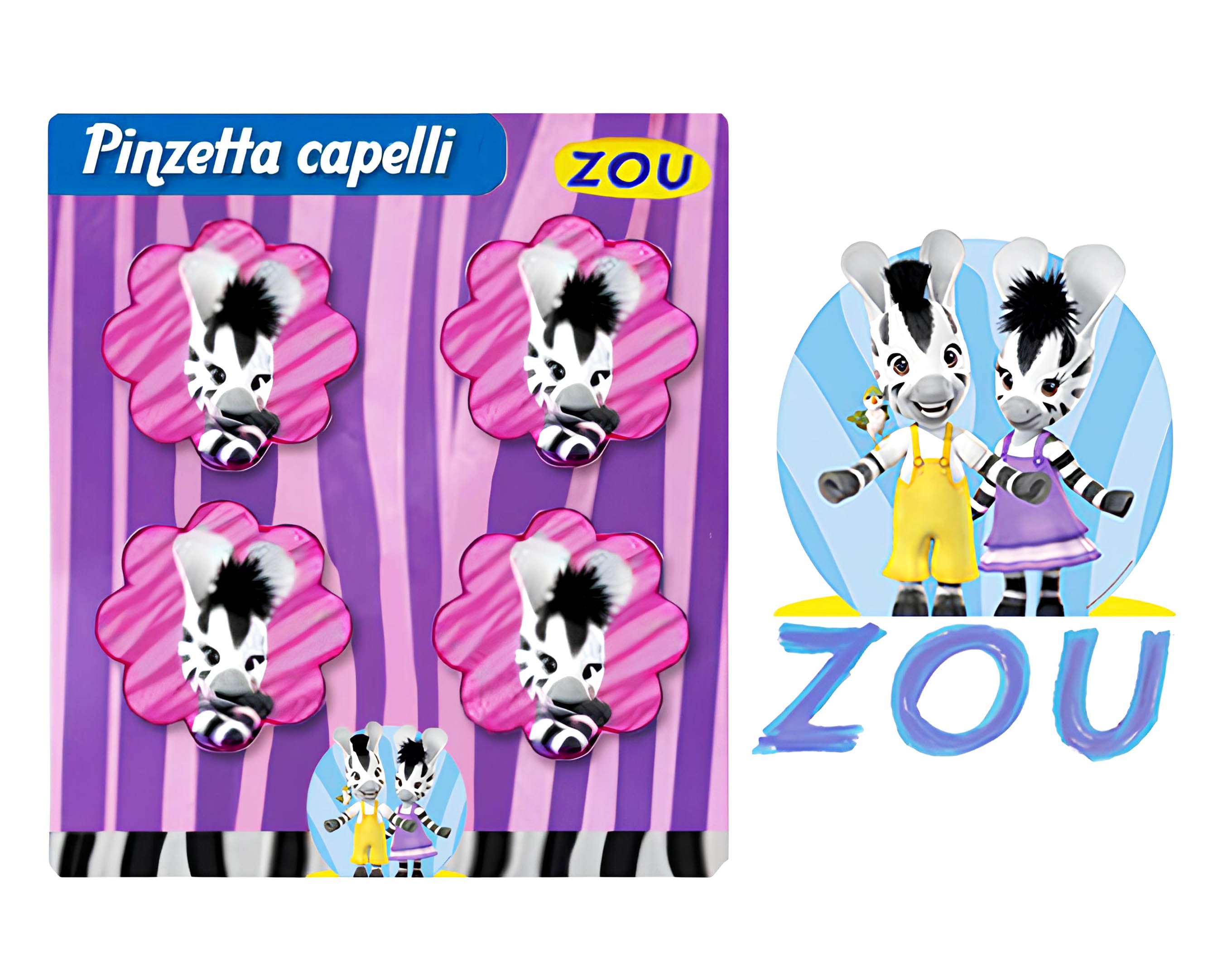 BLISTER 4 PINZE ONDA E CUORE ZEBRA ZOU