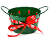 CESTO LATTA VERDE CON NASTRO NATALIZIO 10X17CM