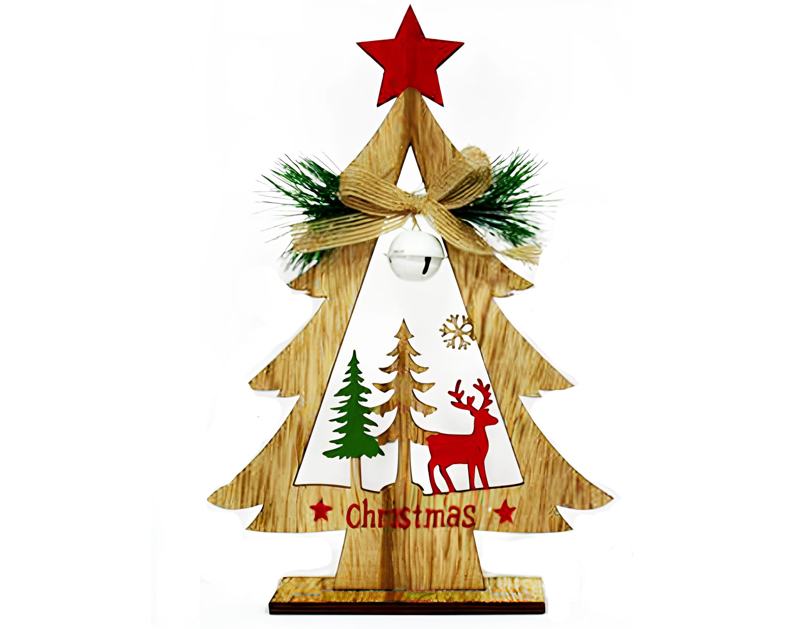 ALBERO DI NATALE LEGNO CON CAMPANELLO 22.5CM