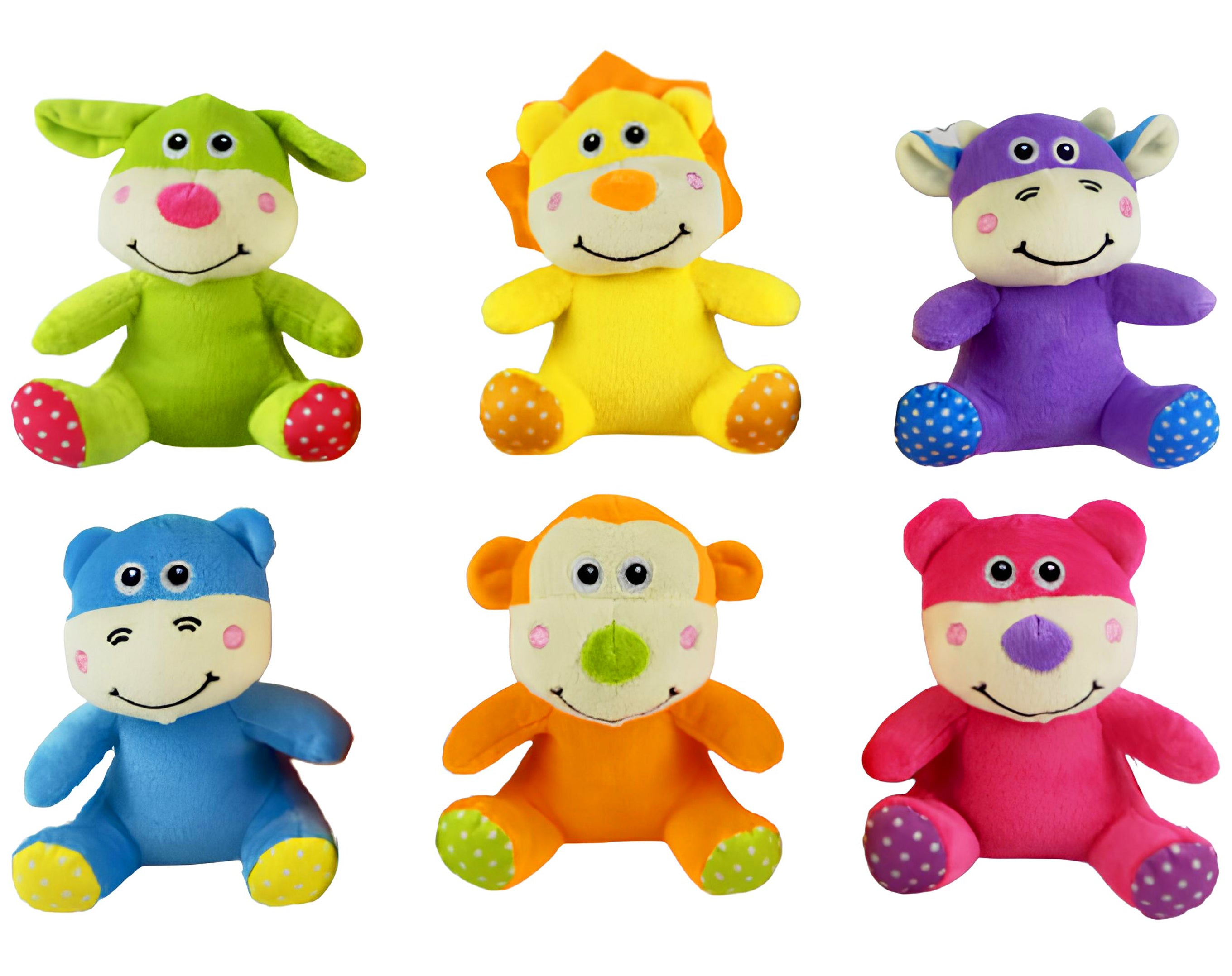 PELUCHE 15 CM 6 ANIMALI COLORS