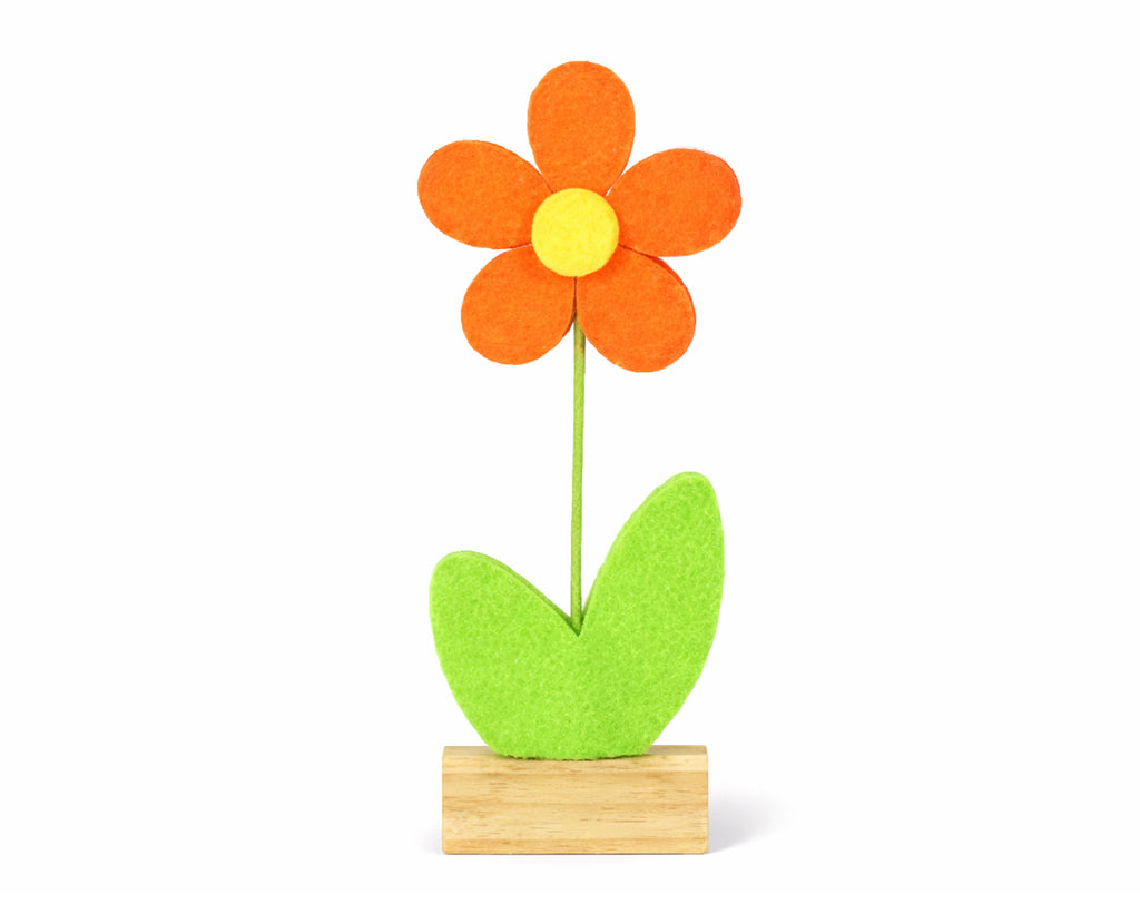 Flor de fieltro con base de madera, 23 cm | Decoraciones de Pascua