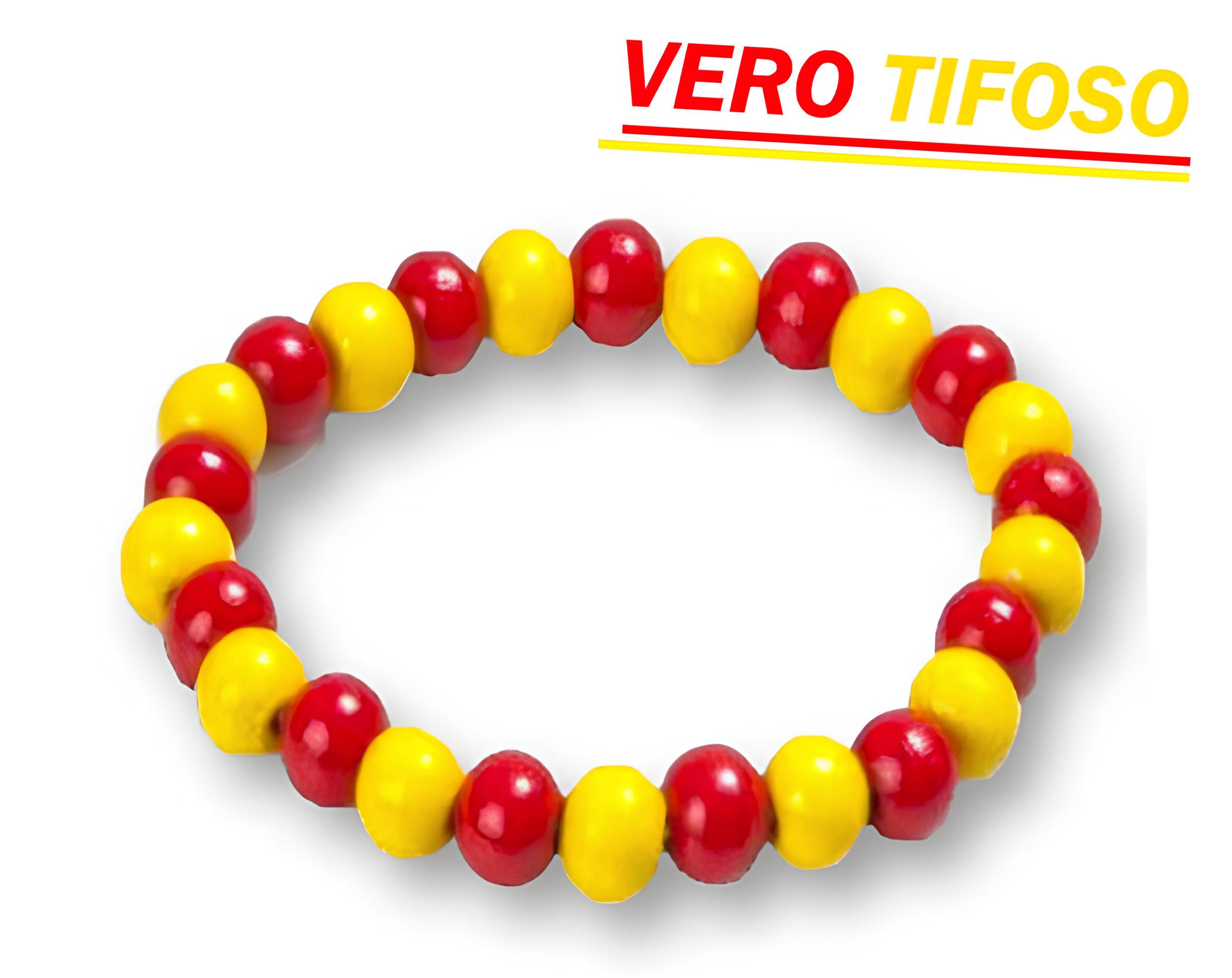 BRACCIALE LEGNO VERO TIFOSO GIALLO ROSSO