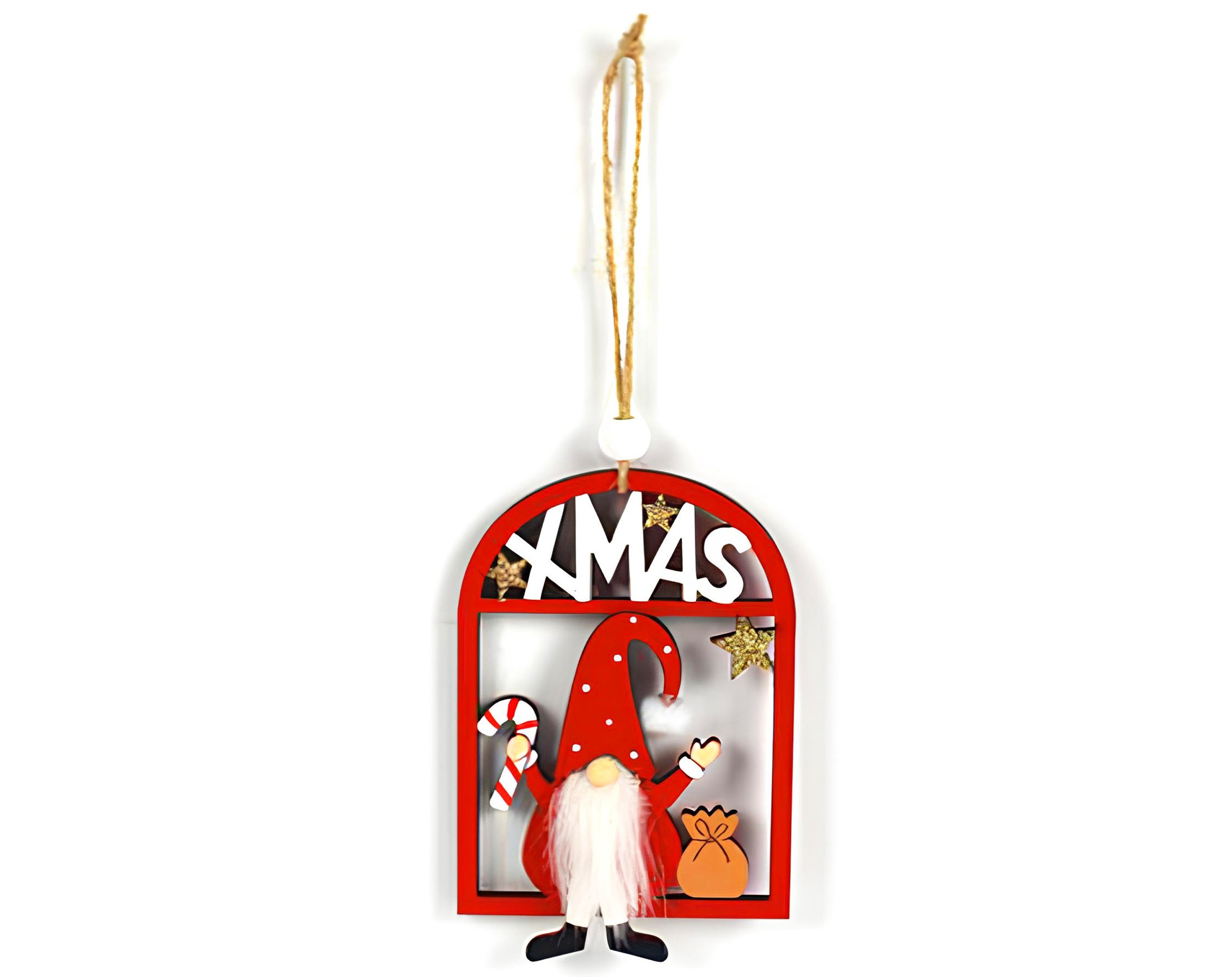 APPENDINO GNOMO DI NATALE IN LEGNO 2 FANTASIE 11X7CM