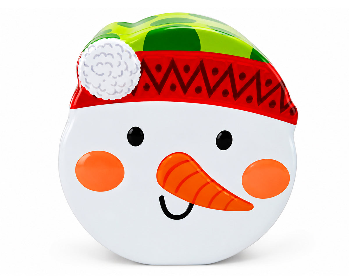 BOÎTE BONHOMME DE NEIGE EN MÉTAL 17,5X15CM