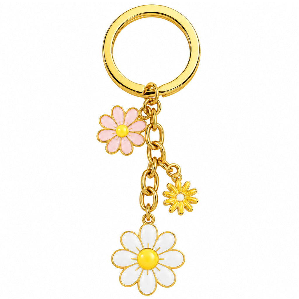 PORTE-CLÉS DORÉ 3 MARGUERITES | Surprise parfaite pour les œufs de Pâques