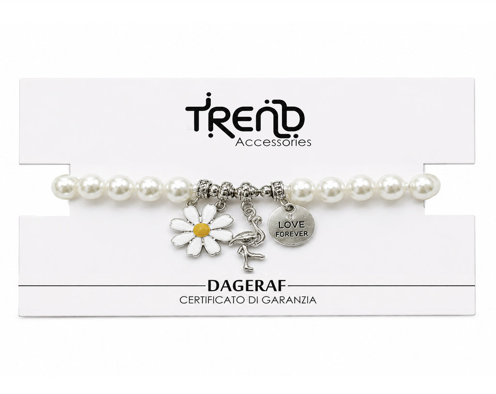 BRACELET DE PERLES AVEC MARGUERITE SUR CARTE | Surprise parfaite pour œufs de Pâques