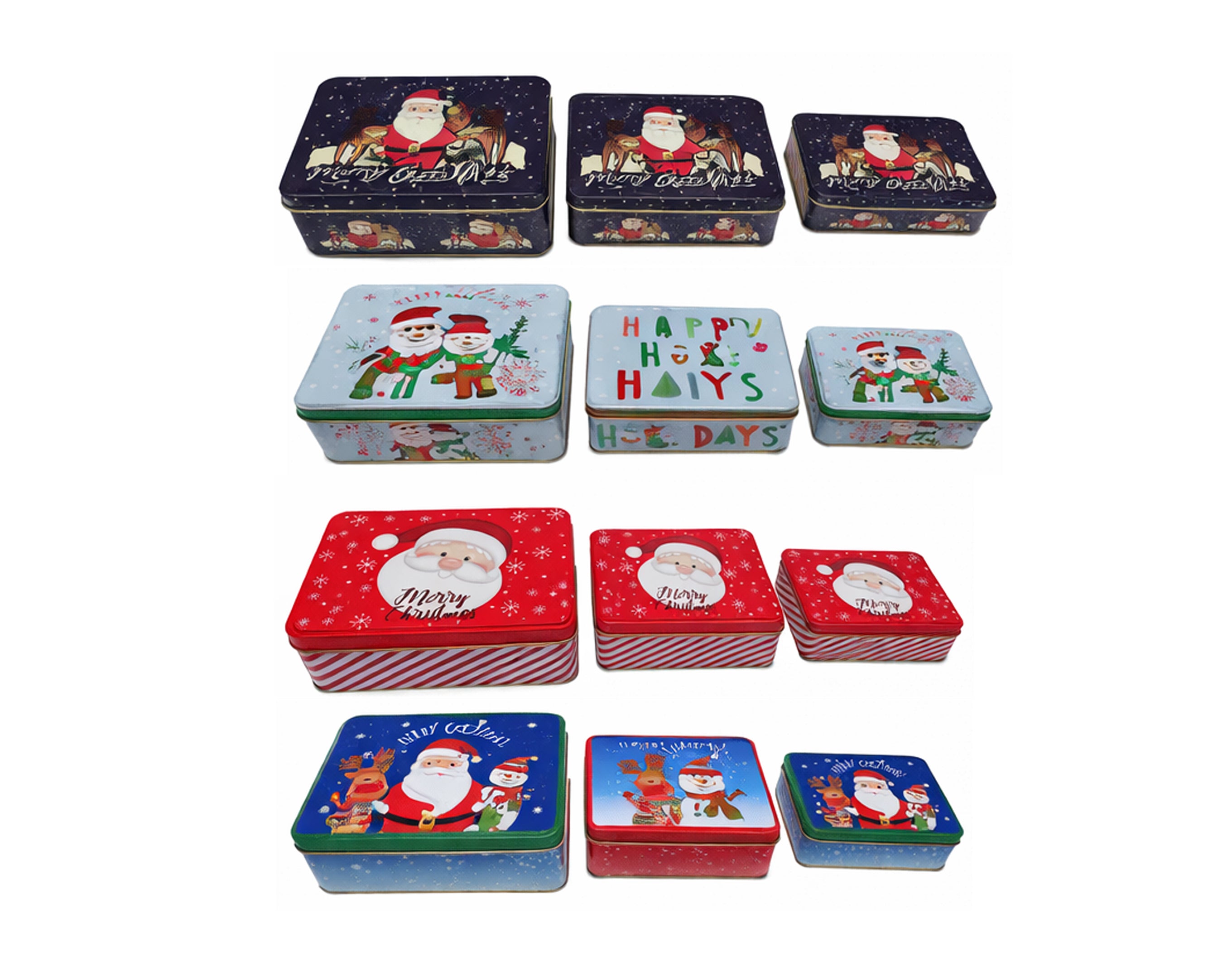 SET 3 SCATOLE RETTANGOLARI IN LATTA NATALIZIE