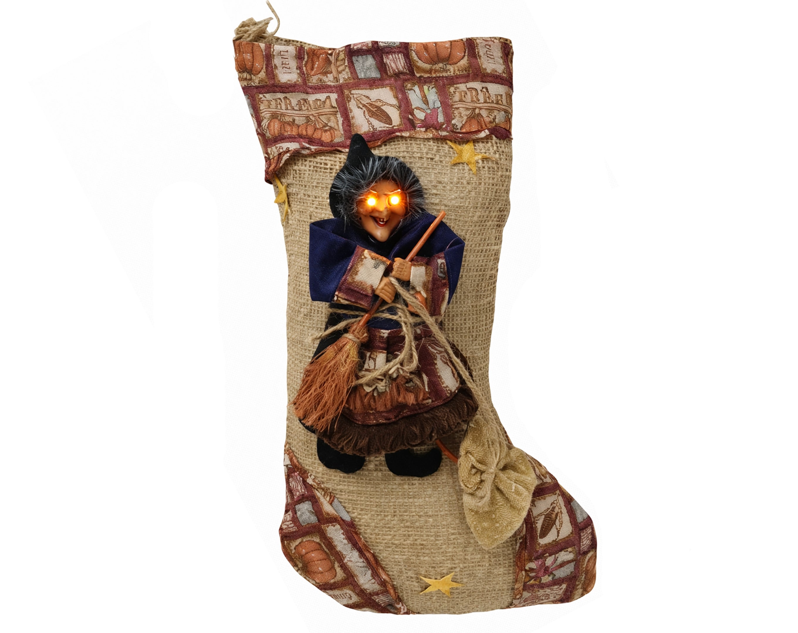 CALZA CON BEFANA CON SUONI E LUCI 48CM