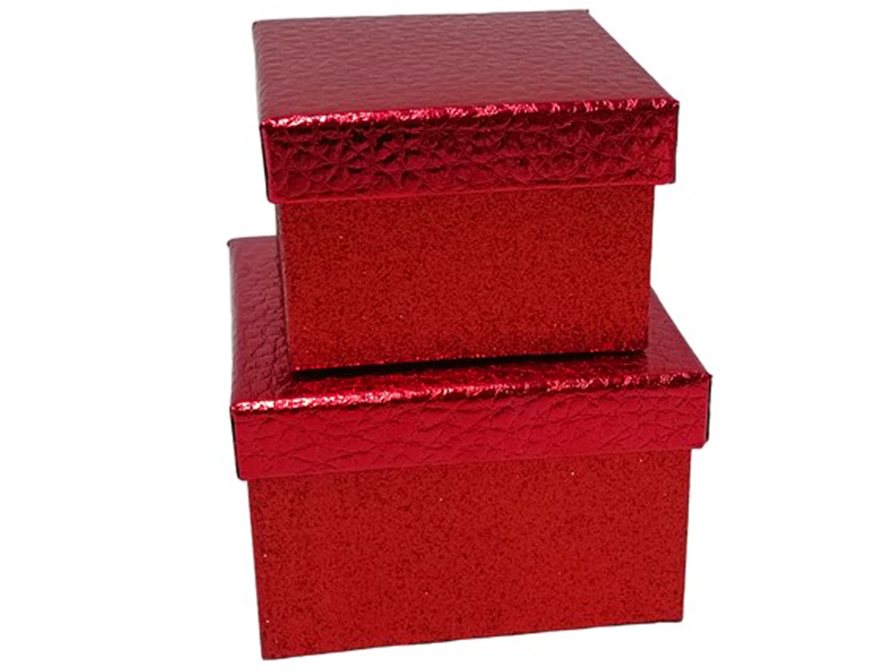 SCATOLE QUADRATE SET 2 PZ GLITTER ROSSO