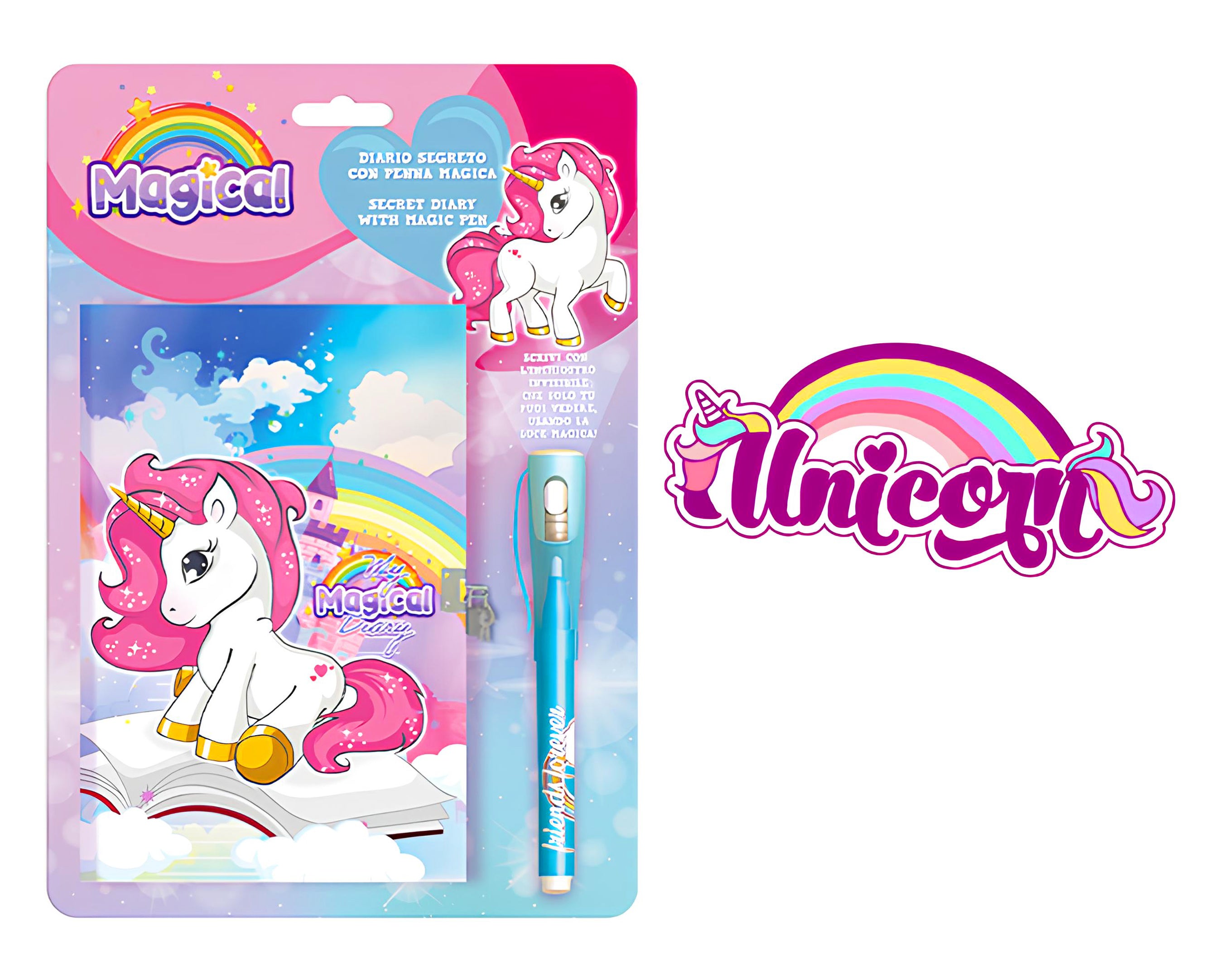 DIARIO IN BLISTER CON PENNA UNICORNO