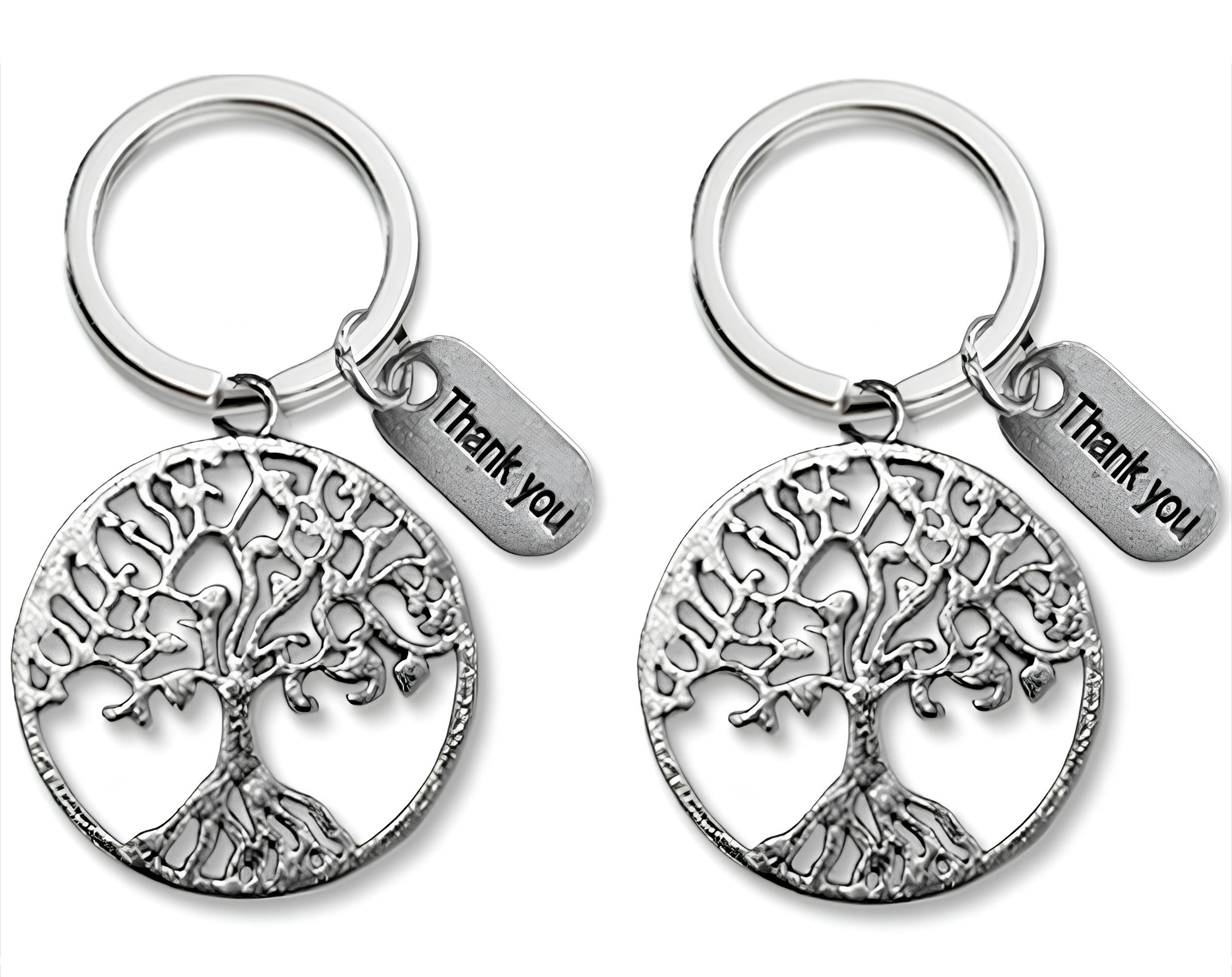 PORTACHIAVE SILVER ALBERO CON TARGHETTA "THANKS YOU" | Sorpresa ideale per uova di Pasqua