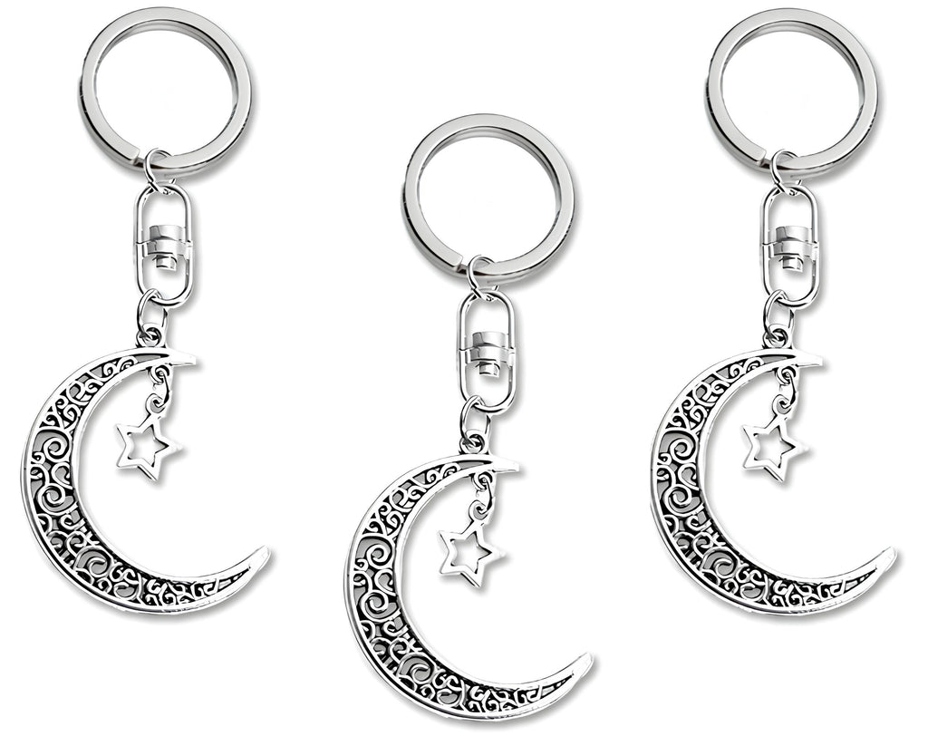 LLAVERO LUNA Y ESTRELLA PLATEADA | Sorpresa ideal para huevos de Pascua