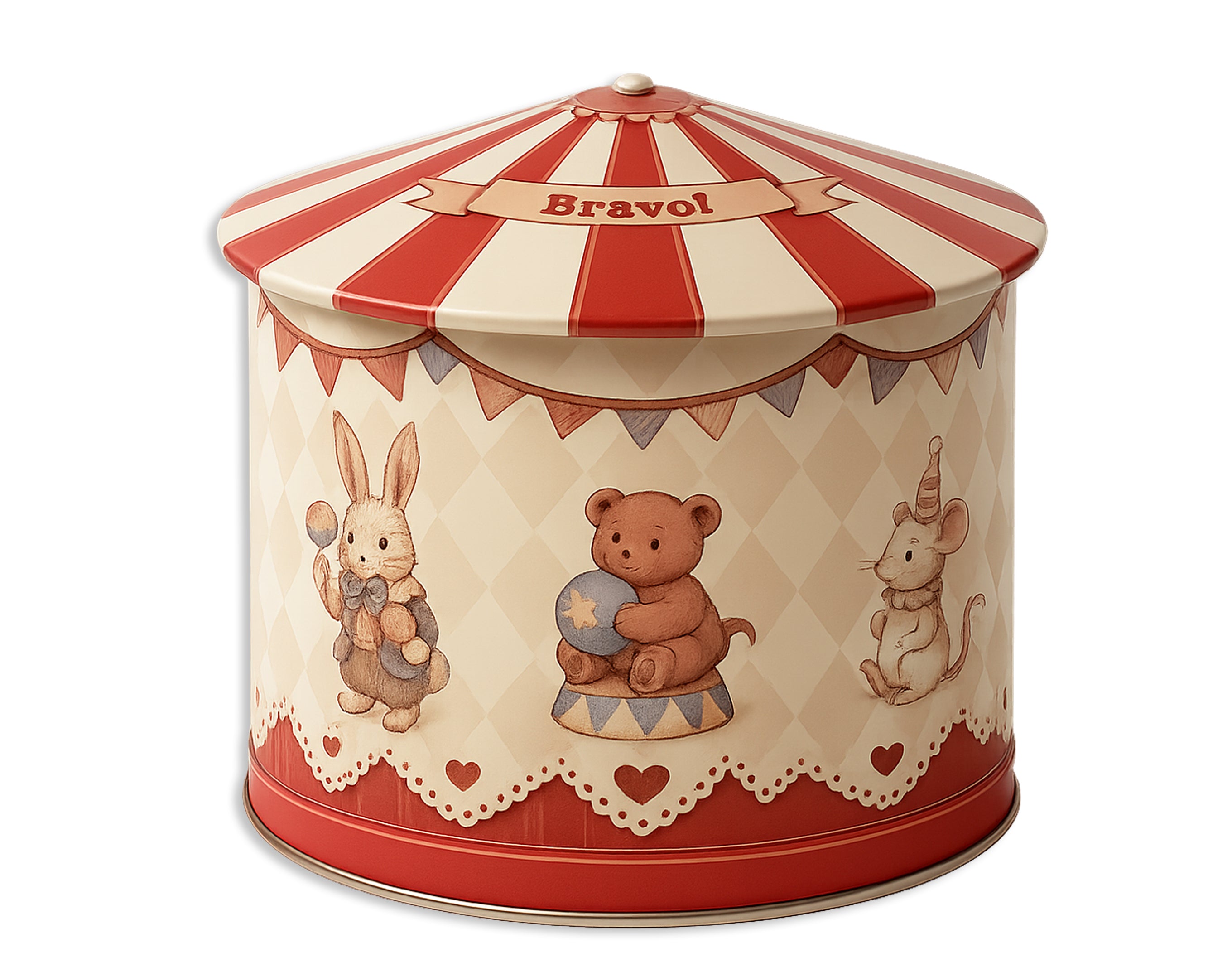 BARATTOLO LATTA CIRCUS CON CARILLON 16X17CM