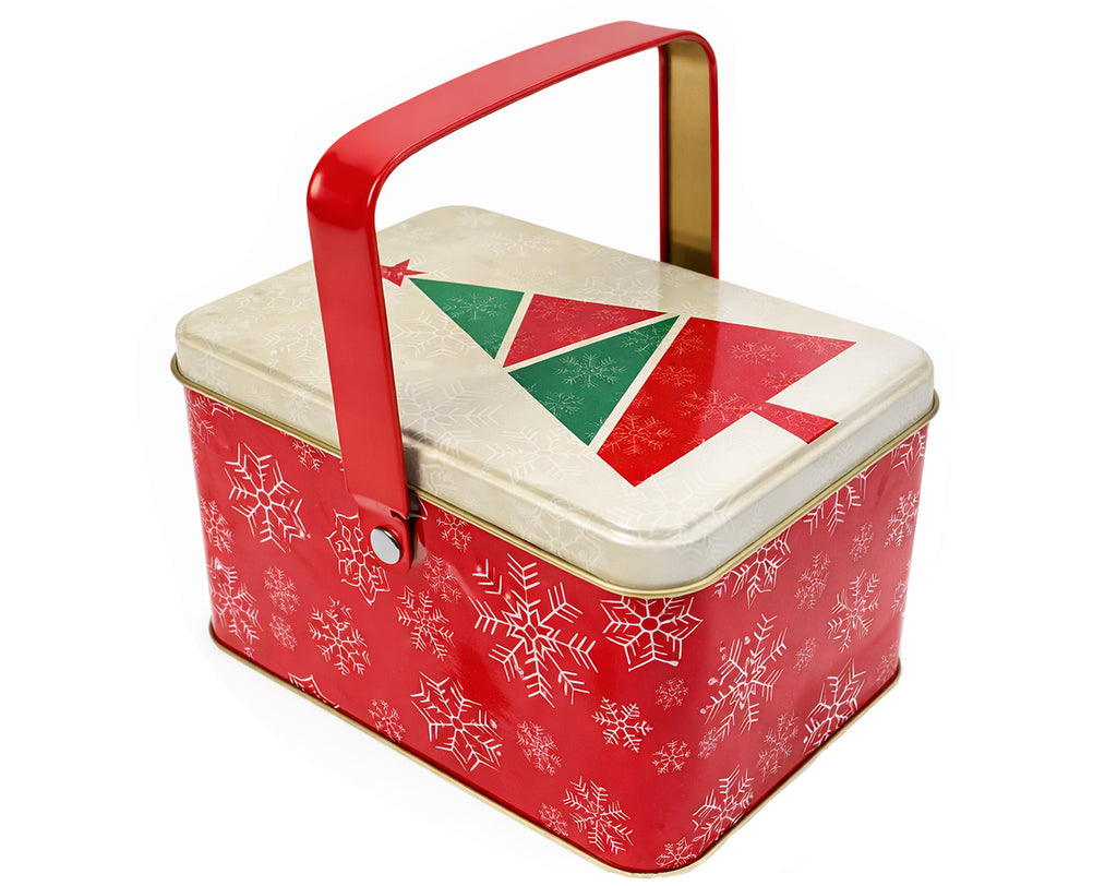 SCATOLA LATTA CON MANICO DECORO NATALIZIO 8x14CM