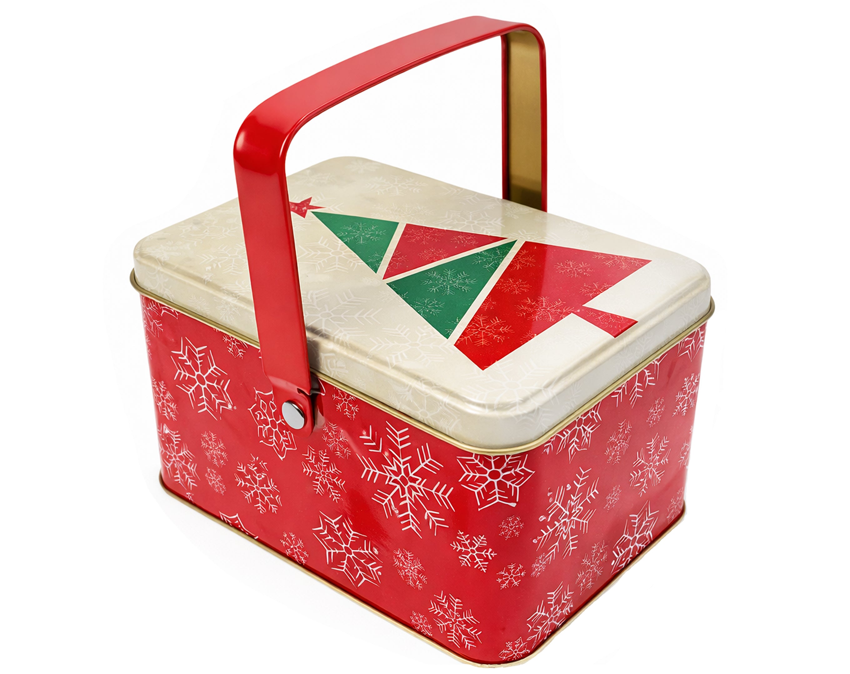 SCATOLA LATTA CON MANICO DECORO NATALIZIO 8x14CM