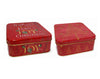 SCATOLA QUADRATA ROSSA NATALIZIA IN LATTA 2 FANTASIE 17X17CM