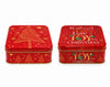 VIERKANT ROOD KERSTBLIK, 2 DESIGNS, 17X17CM