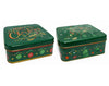 SCATOLA QUADRATA VERDE NATALIZIA IN LATTA 2 FANTASIE 17X17CM