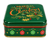 BOÎTE CARRÉE VERTE DE NOËL EN MÉTAL 2 MOTIFS 17X17CM