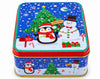 RECHTECKIGE WEIHNACHTS-BLECHDOSE MIT SCHNEEMANN-MOTIV 5X14,5 CM