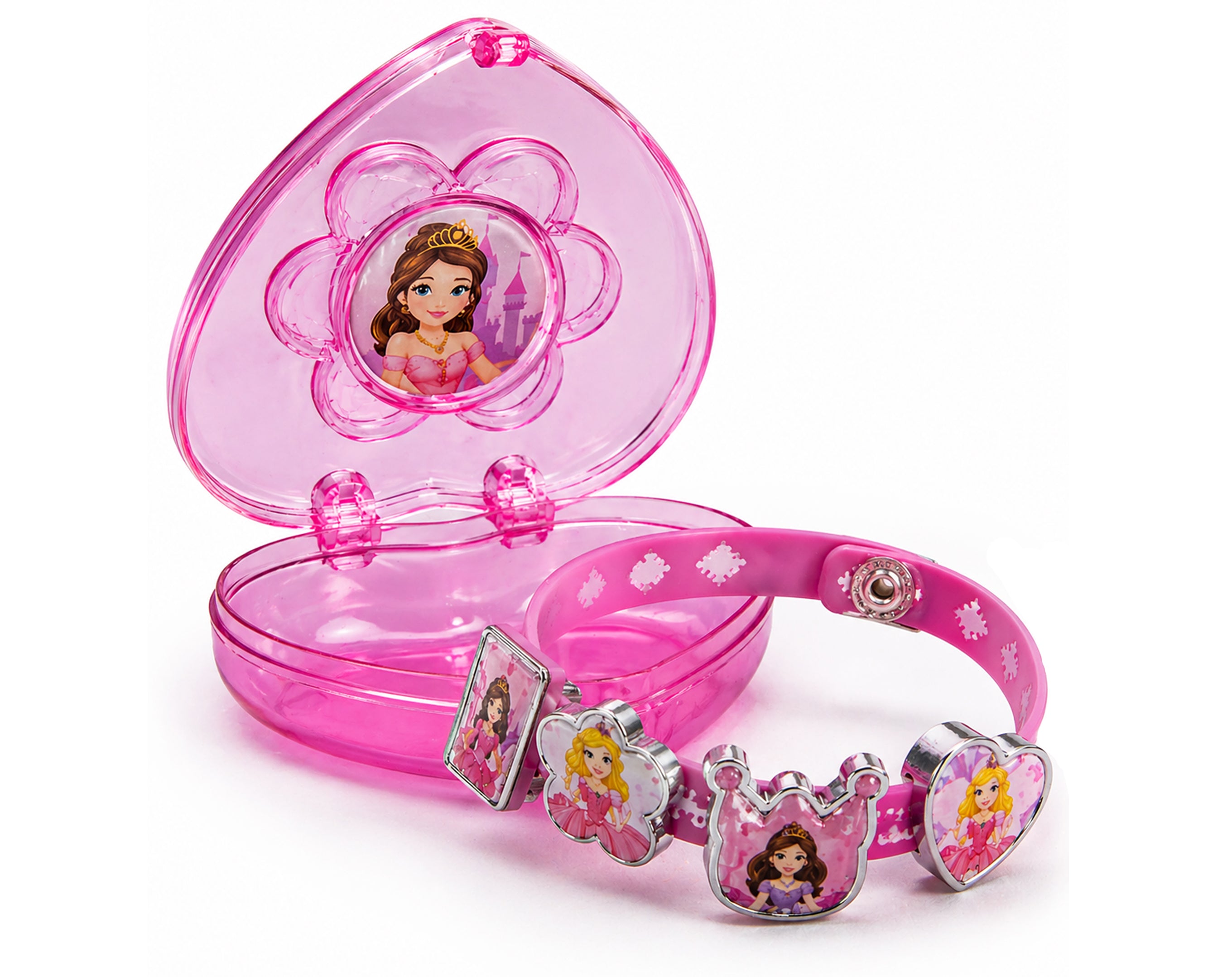 COFANETTO A CUORE CON BRACCIALE GOMMOSO PRINCESS | Sorpresa per uova di Pasqua