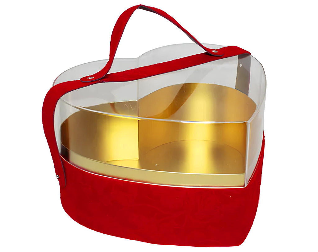 CAJA DE TERCIOPELO CON CORAZÓN EN PAPEL Y PVC | Envase para dulces de San Valentín