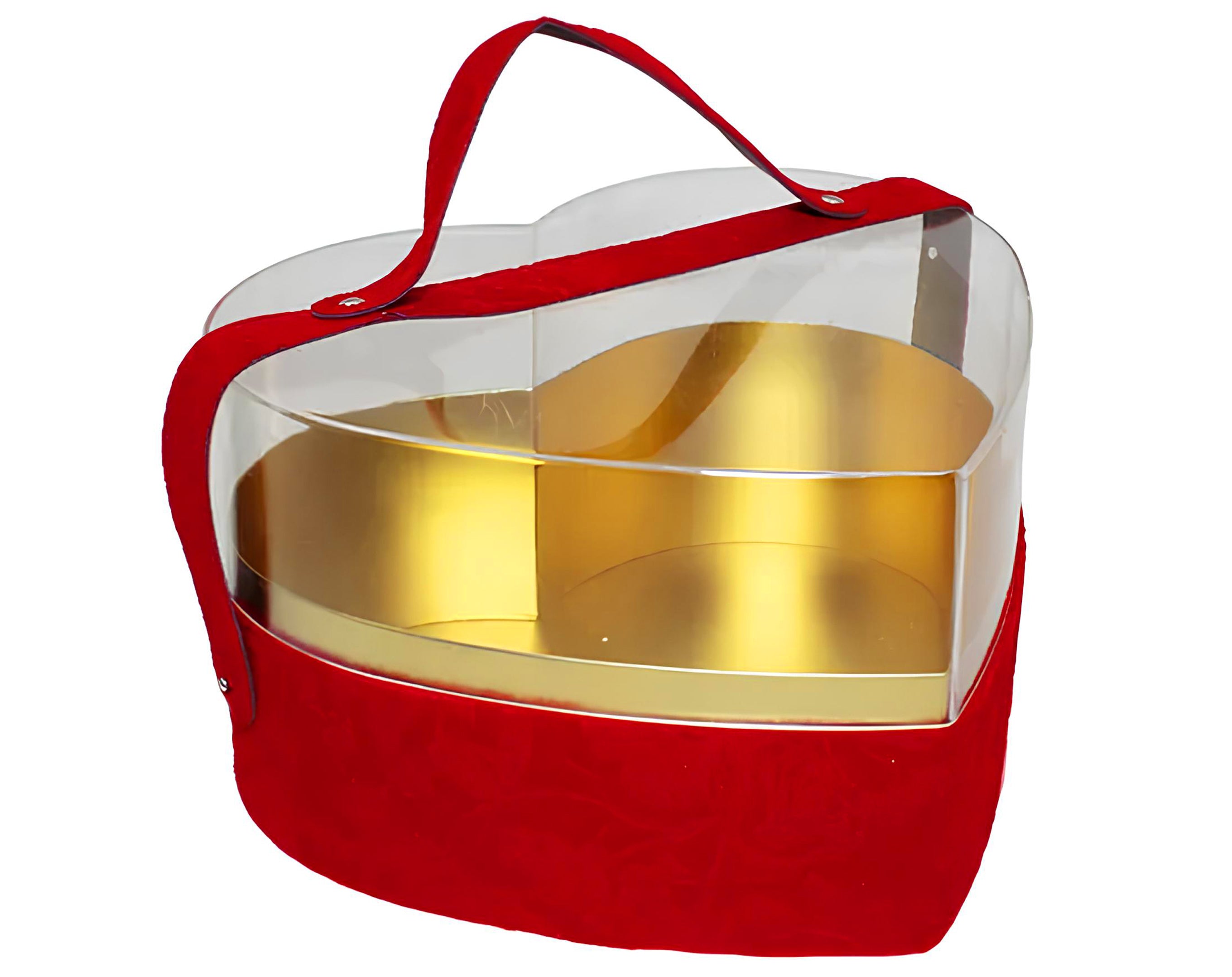 CAJA DE TERCIOPELO CON CORAZÓN EN PAPEL Y PVC | Envase para dulces de San Valentín