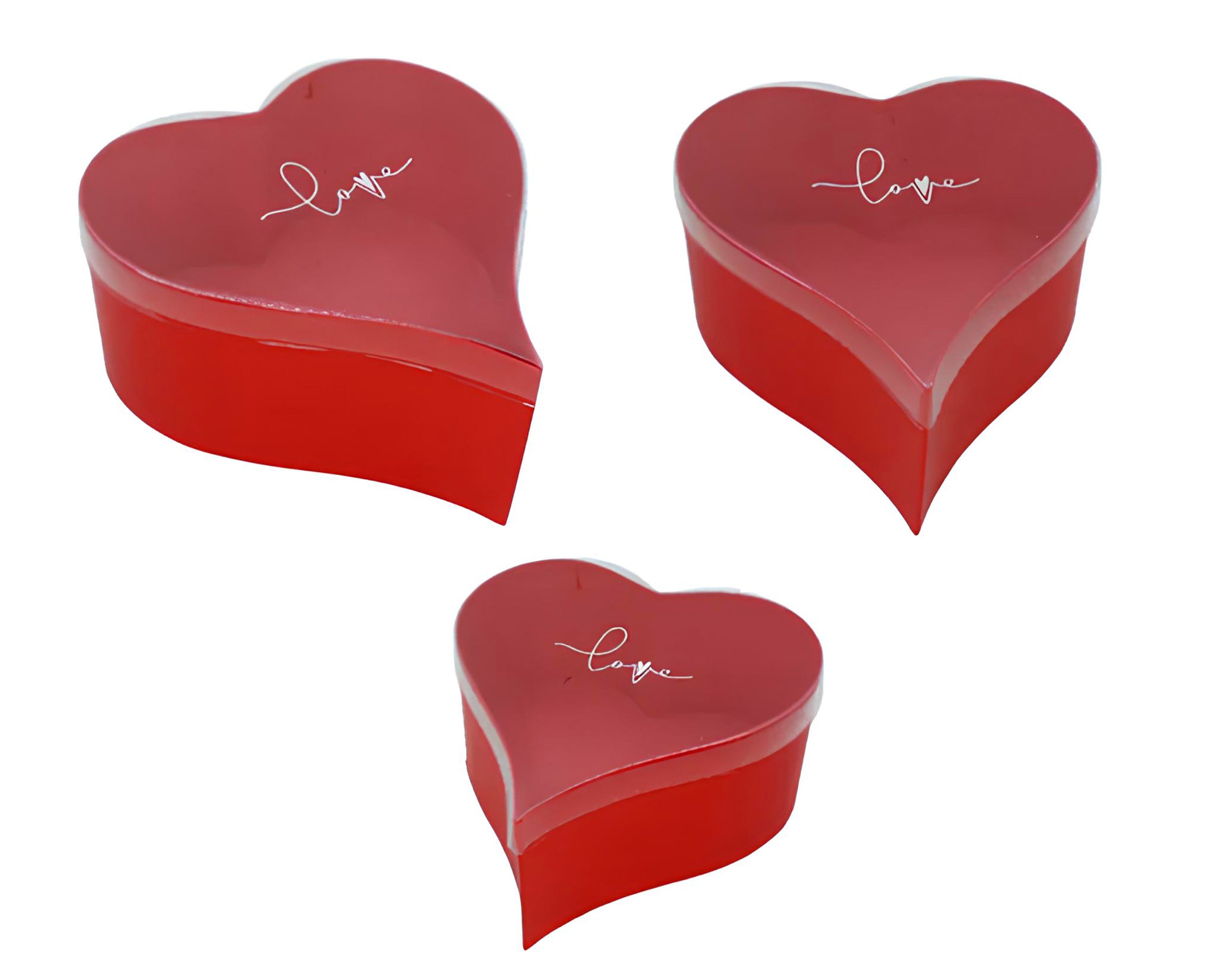 Juego de 3 cajas de papel y PVC con forma de corazón | Envases para dulces de San Valentín