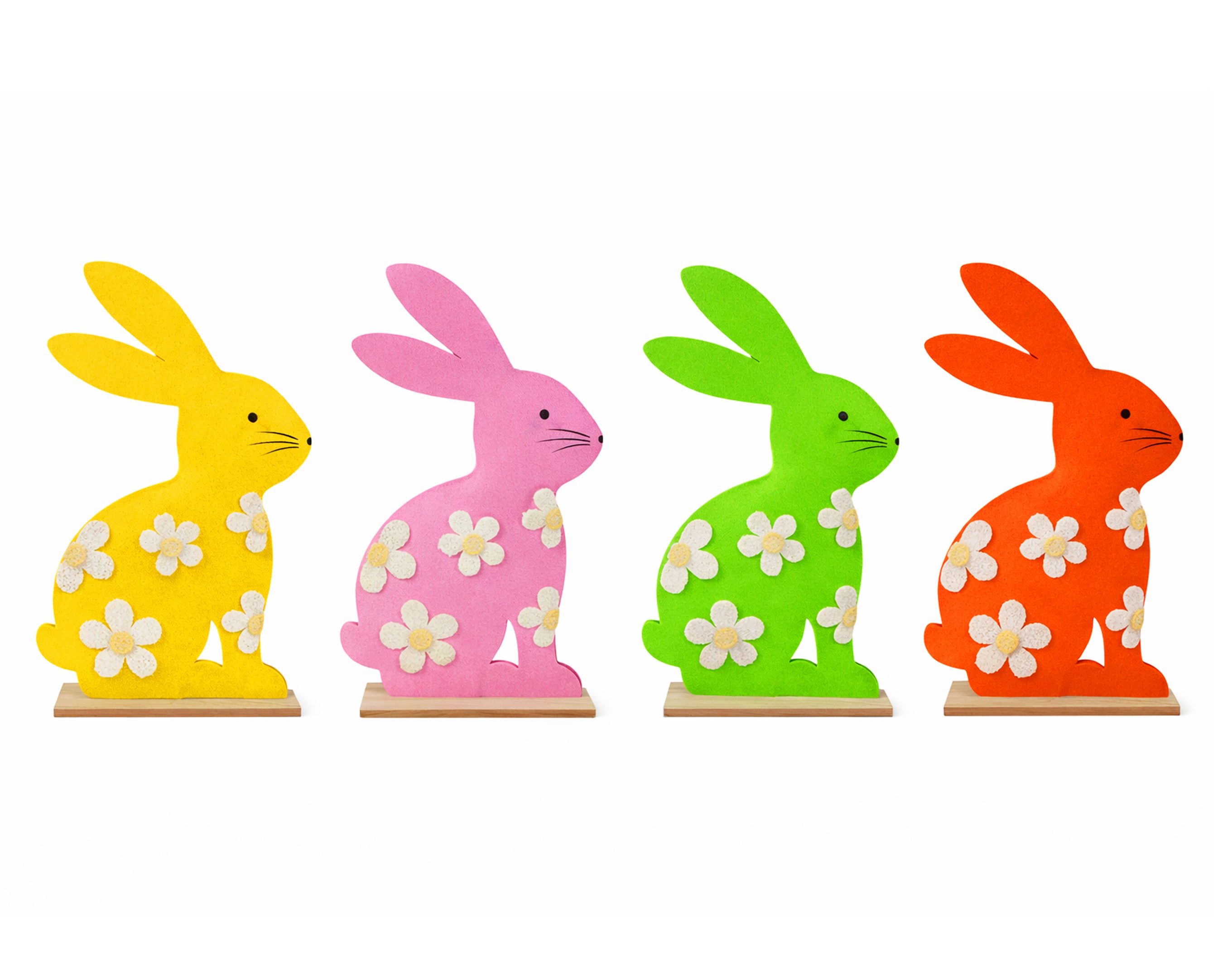 Conejito de Pascua de fieltro con base de madera | Regalos de Pascua