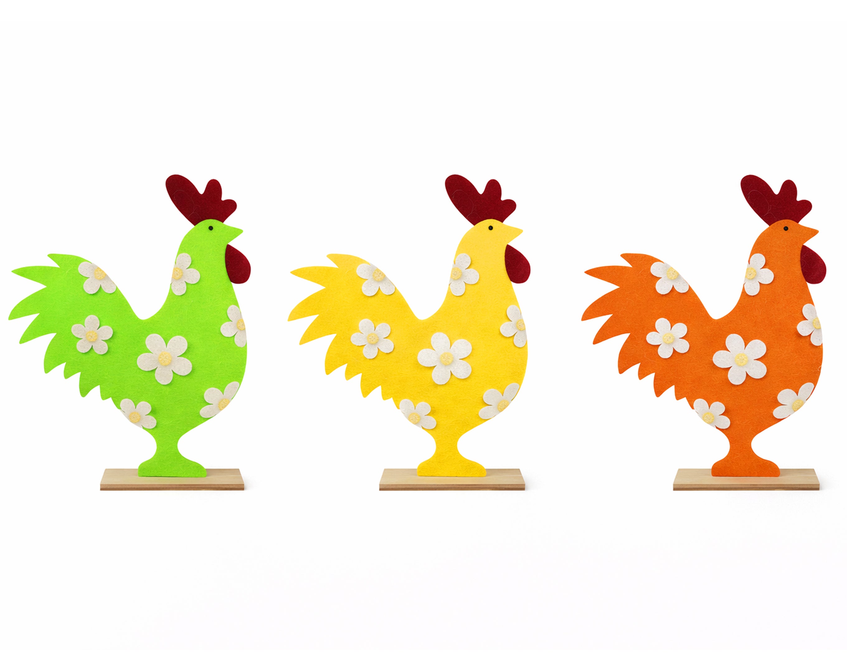 Gallina de Pascua de fieltro con base de madera | Regalos de Pascua