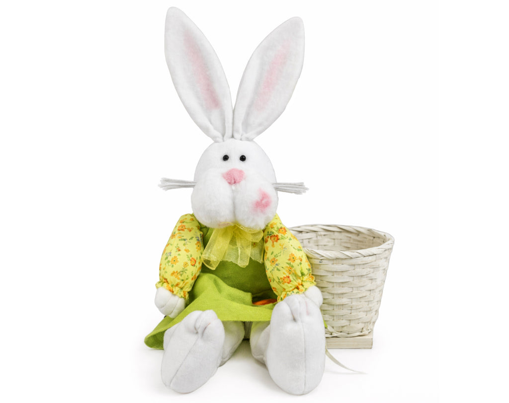 Conejo de Pascua sentado con cesta, 41 cm | Embalaje de dulces de Pascua