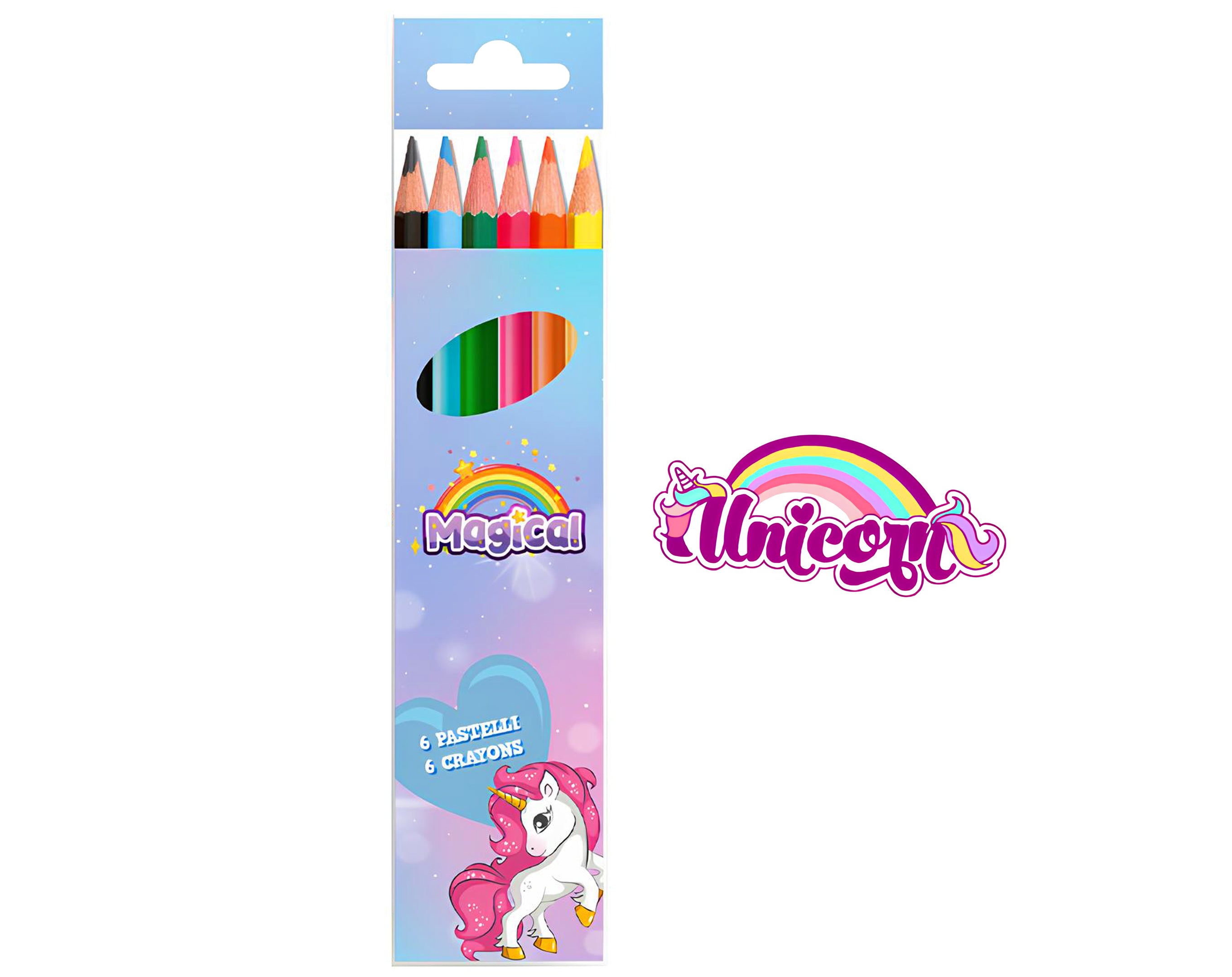 SET 6 PASTELLI COLORATI UNICORN | Sorpresa per uova di Pasqua