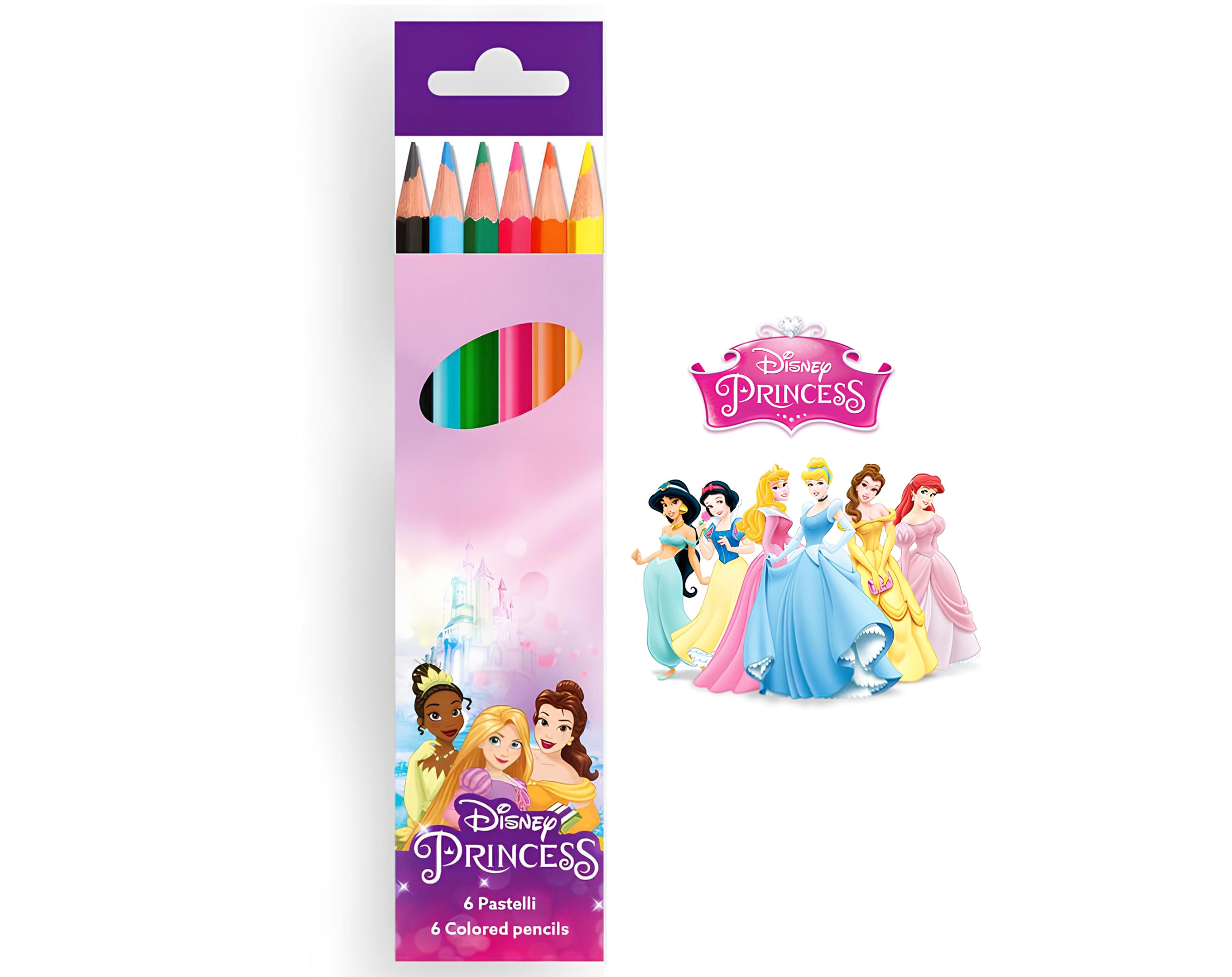 SET 6 PASTELLI COLORATI PRINCESS | Sorpresa ideale per uova di Pasqua