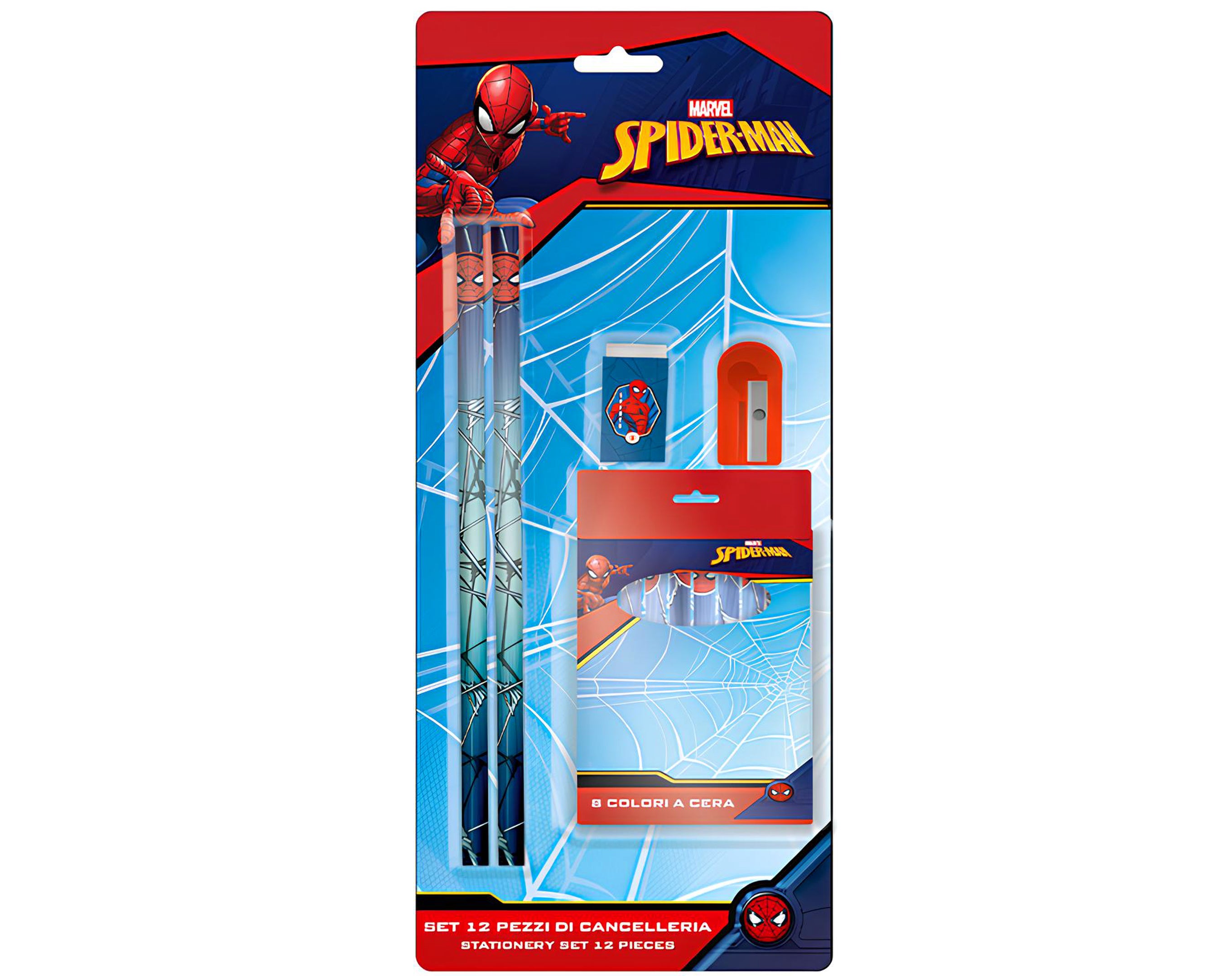 SET 12 PZ CANCELLERIA IN BLISTER SPIDERMAN | Sorpresa per uova di Pasqua