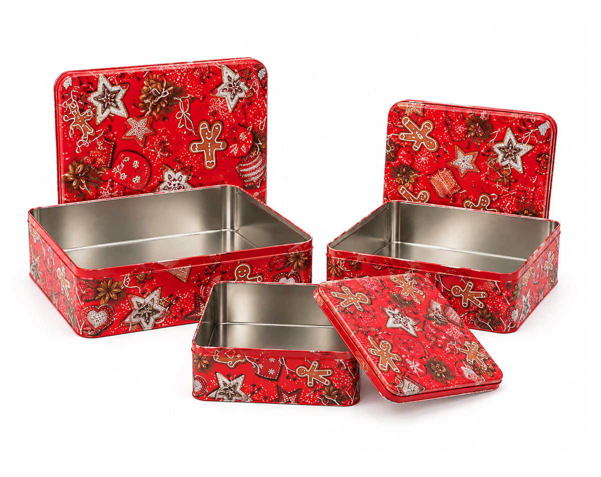 SET 3 SCATOLE NATALIZIE QUADRATE IN LATTA MISURE 30 - 23 - 20CM