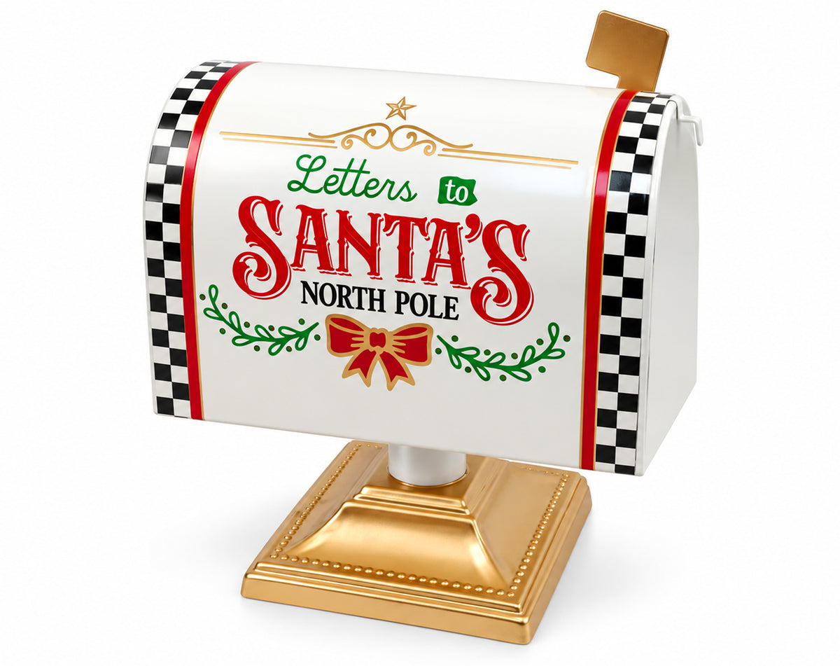 CASSETTA POSTALE NATALIZIA IN LATTA DECORO BIANCO 25X25CM