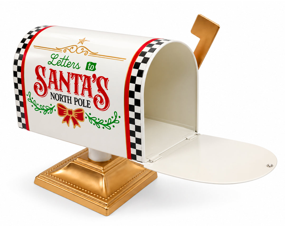 CASSETTA POSTALE NATALIZIA IN LATTA DECORO BIANCO 25X25CM