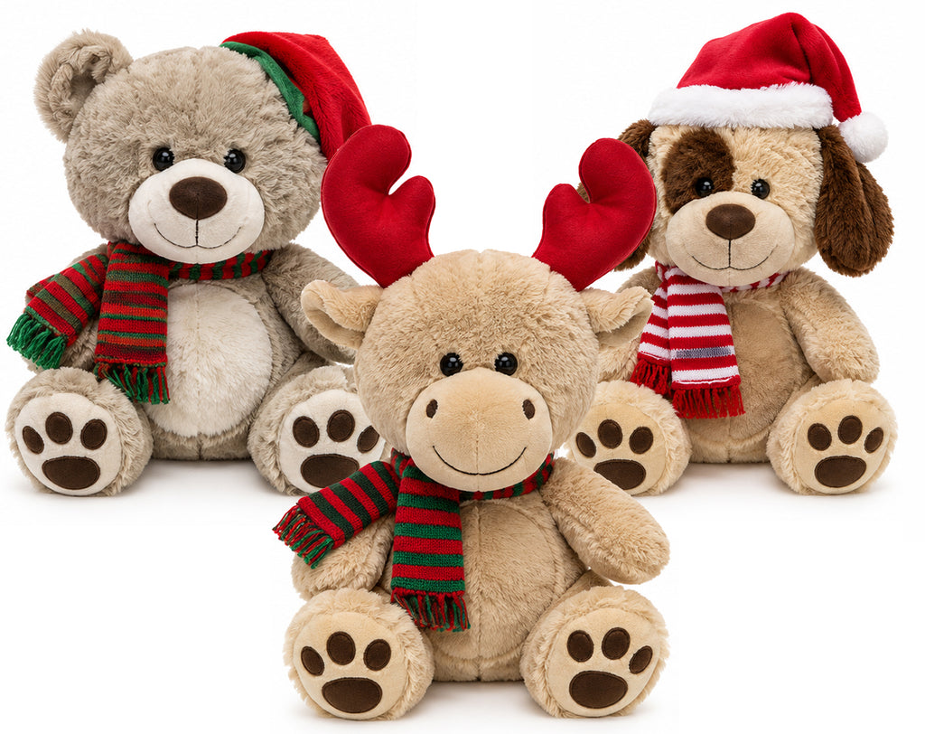PELUCHE NATALIZIO DA 30CM IN 3 VARIANTI ASSORTITE