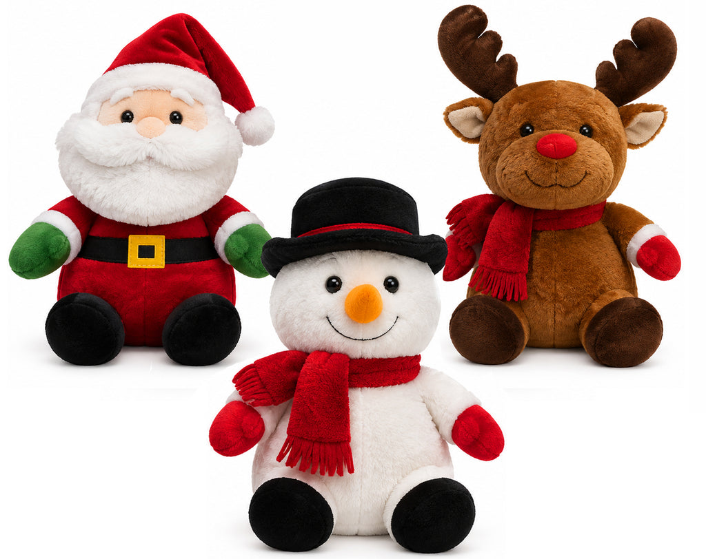 PELUCHE NATALIZIO DA 25CM IN 3 VARIANTI ASSORTITE