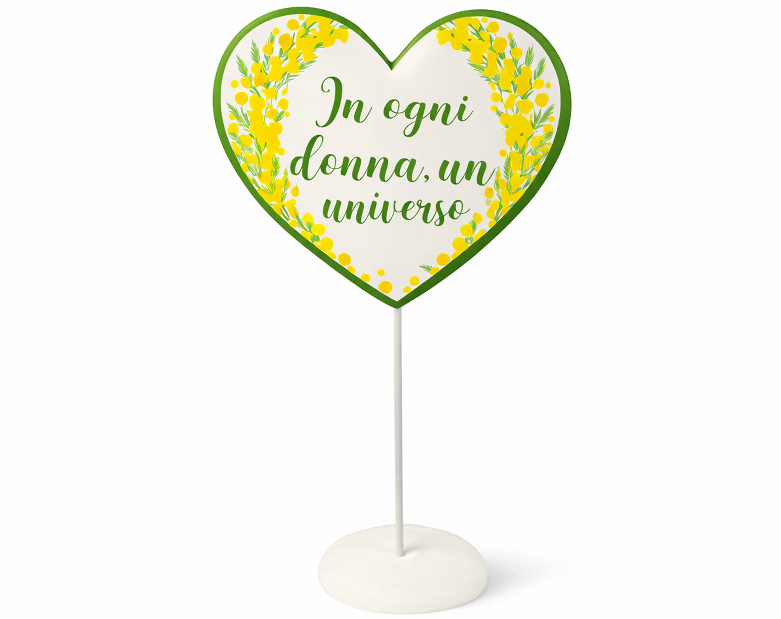 DECORAZIONE CUORE E FRASE FESTA DELLA DONNA CON BASE 22.5CM