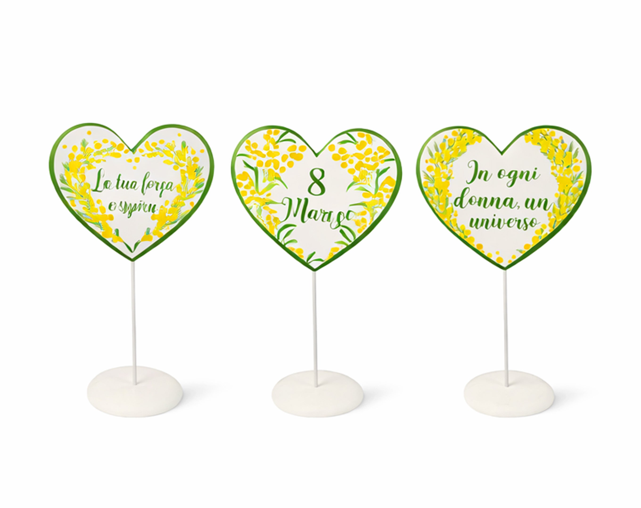 DECORAZIONE CUORE E FRASE FESTA DELLA DONNA CON BASE 22.5CM