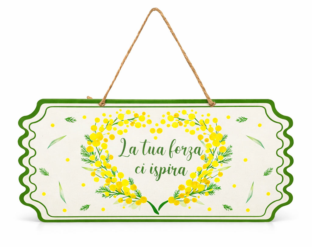 APPENDINO TARGHETTA CON FRASE FESTA DELLA DONNA 11.5X25.5CM