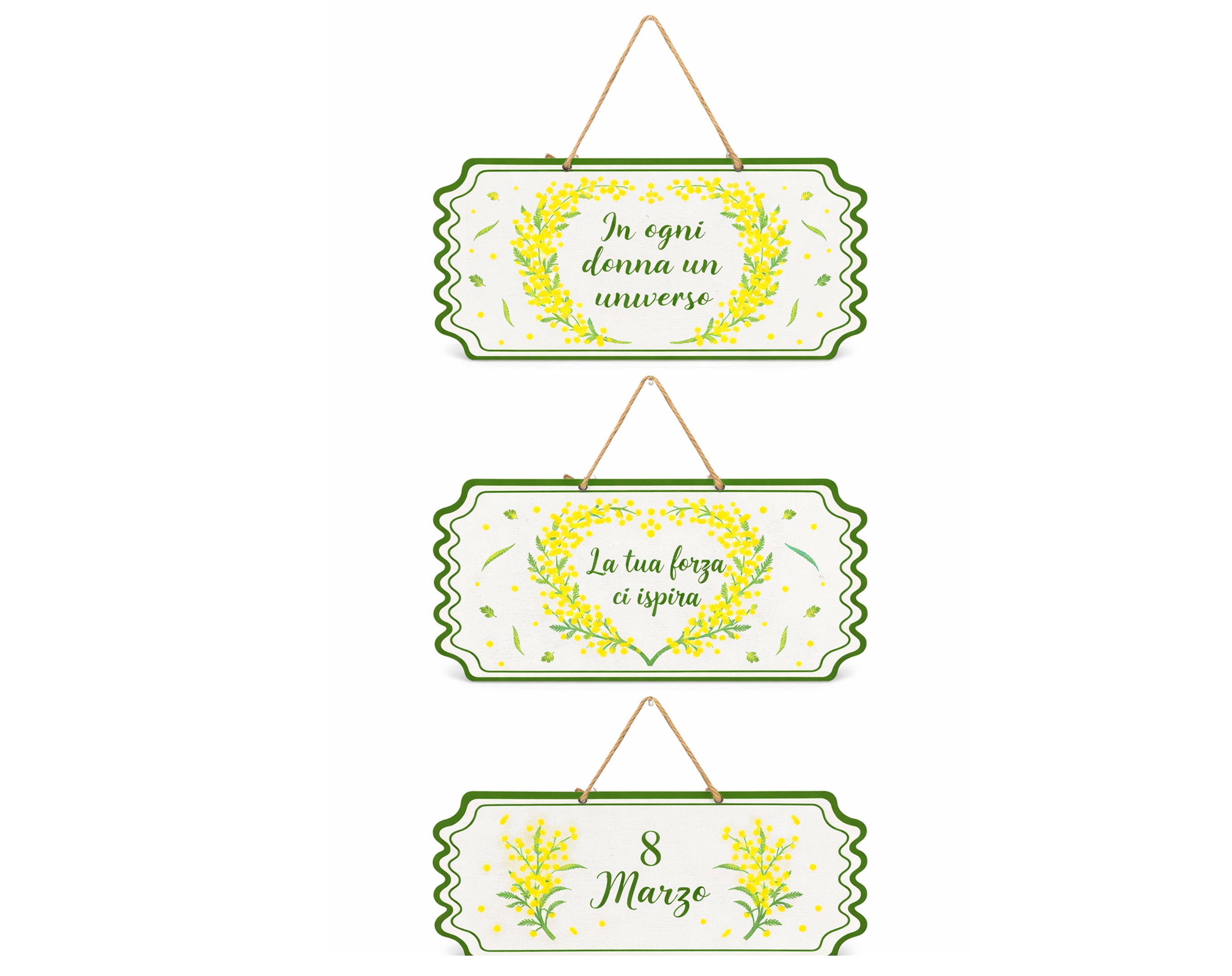 APPENDINO TARGHETTA CON FRASE FESTA DELLA DONNA 11.5X25.5CM